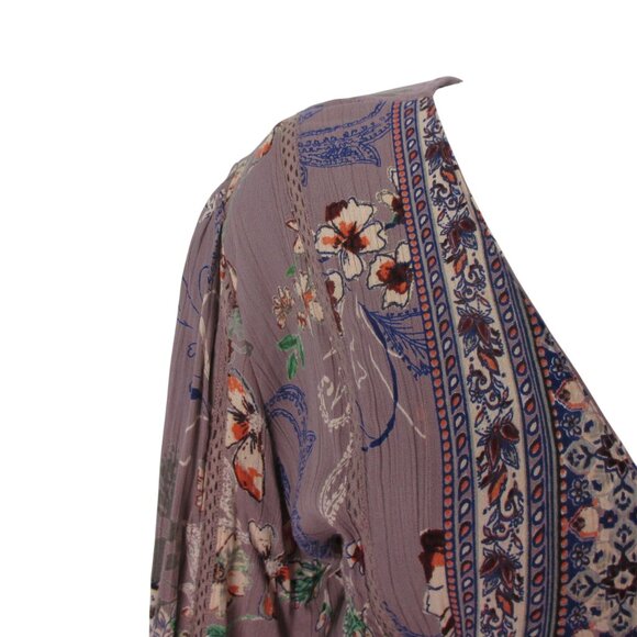 Angie Women's Floral Purple Midi Dress Size M  Bohemian Peasant Romantic - Picture 4 of 7